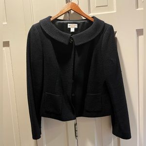 Talbots black dress jacket with jewel button